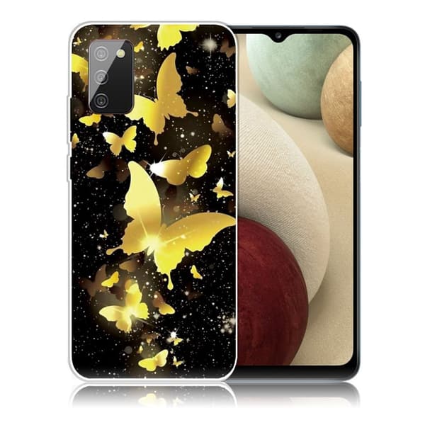 Butterfly Samsung Galaxy A02s nahkakotelo - Kulta Perhonen Gold