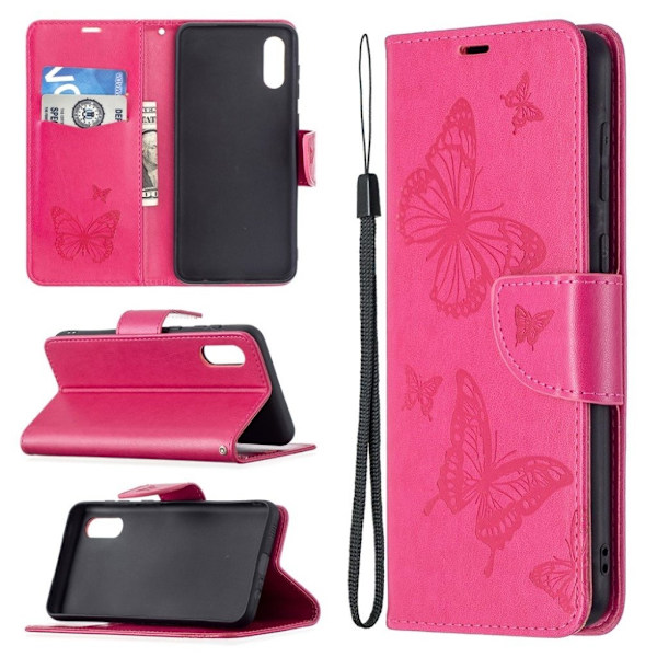 Butterfly Samsung Galaxy M02 / A02 Flippetui - Rose Pink