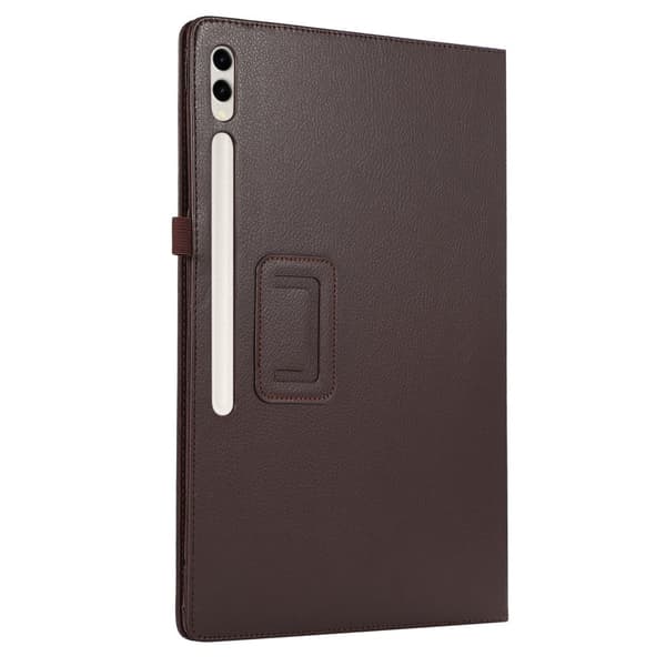 Samsung Galaxy Tab S10 Ultra Case Bi-Fold Stand Leather Tablet Cover Litchi Texture - Brown Brown
