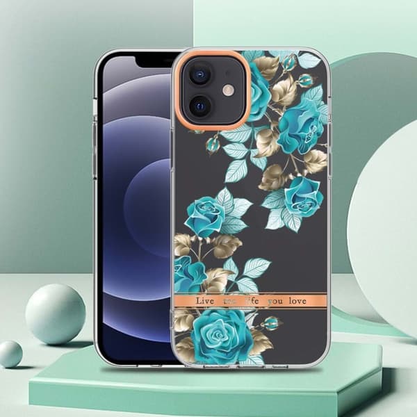 Supertunt och tåligt mjukfodral för iPhone 12 / 12 Pro - Blå Ros Blå