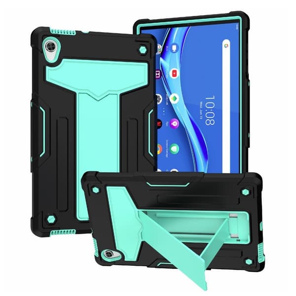 Lenovo Tab M10 HD Gen 2 T-formad kickstabd + silikonskydd - Svart / Cyan Grön