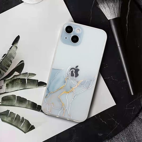 Marmormotiv iPhone 15 Plus skal - Grå Silvergrå