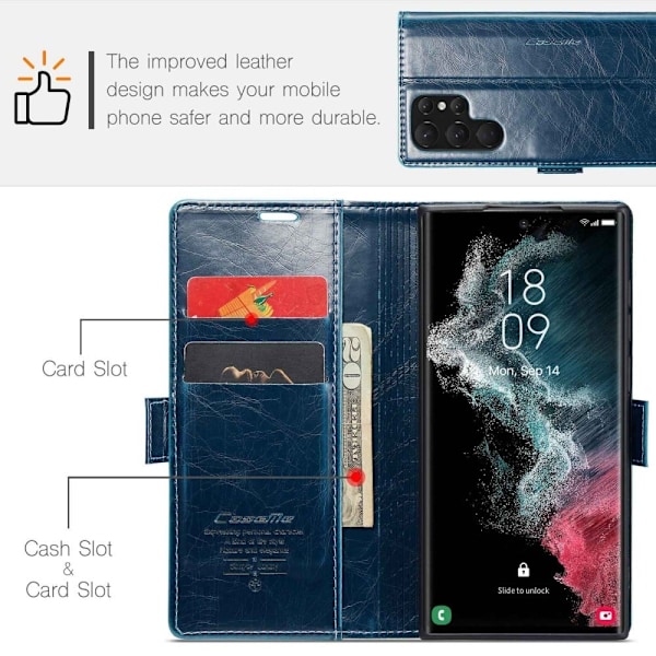 CaseMe Samsung Galaxy S22 Ultra Smooth Suojakotelo - Sininen Blue