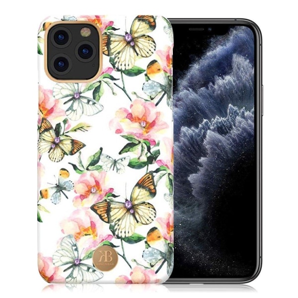 Kingxbar iPhone 11 Pro Blossom Swarovski etui - Ferskenblomst Multicolor
