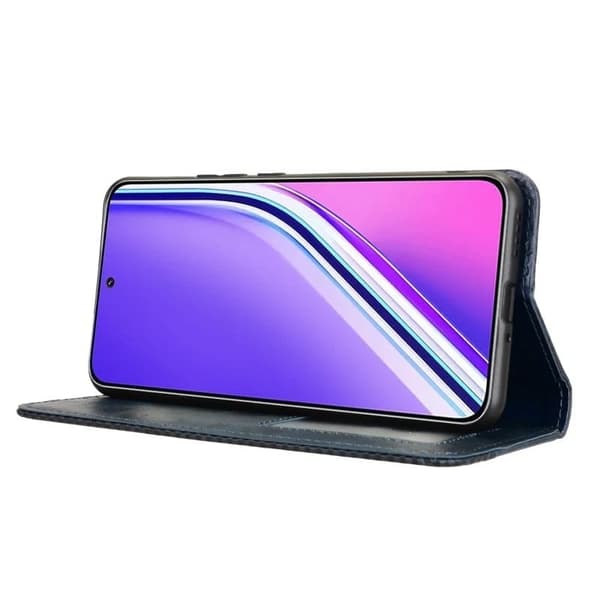 Realme P3 Pro 5G Retro Vegan Leather Case Puhelin Lompakko Stand Cover - Sininen Blue