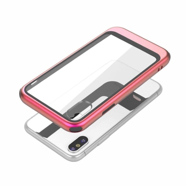 iPhone Xs Max transparentti hybriidi muovinen takasuoja kuori - Red