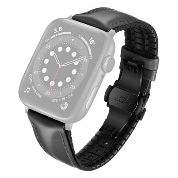 Apple Watch Series 6 / 5 40mm komfortabel læder rem - helt sort Black