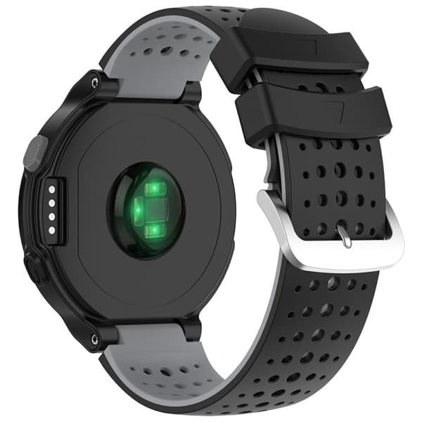 Garmin Forerunner 220 silikonikellon rannekkeen vaihtoranneke, jossa on pyöreät reiät - Musta + Harmaa Silver grey