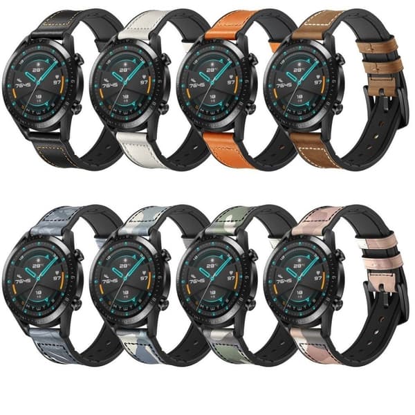 Huawei Watch GT 2 46mm ægte læder Urrem - Sort Black