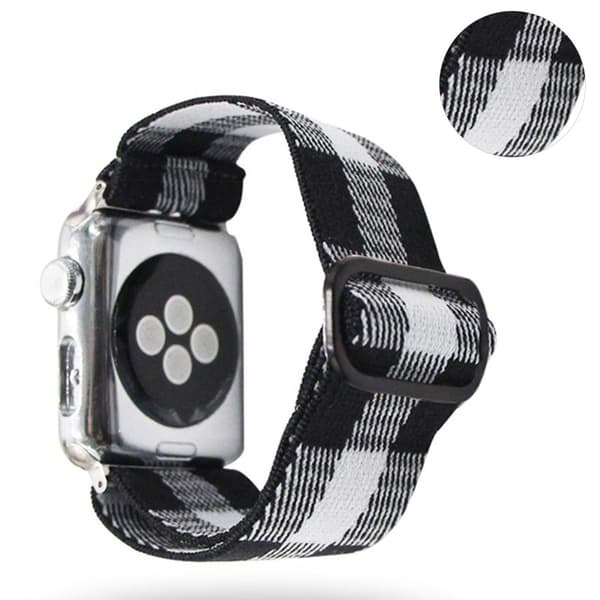 Apple Watch Series 6 / 5 40mm woven style pattern watch band - Black / White Grid Svart