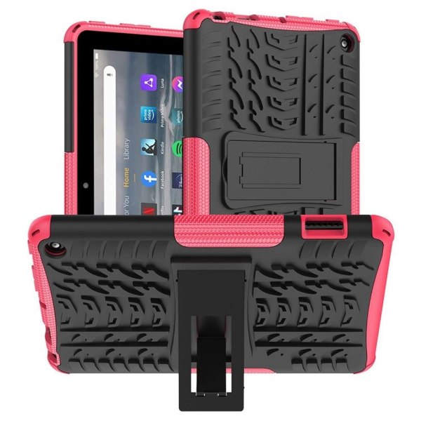 Tire pattern kickstand case for Amazon Fire 7 (2022) - Rose Pink