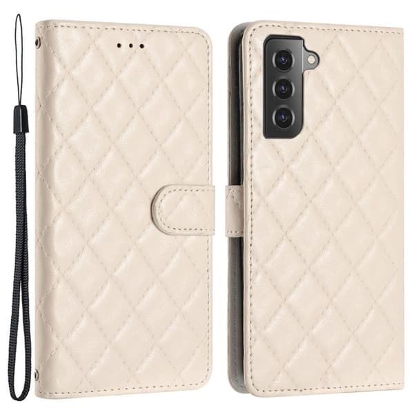 Funktionellt Samsung Galaxy S22 Plus fodral med rombmönster - Vit Vit
