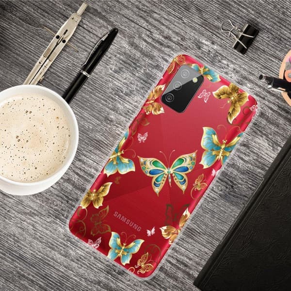 Deco Samsung Galaxy A02s Etui - Gull Sommerfugler Gold
