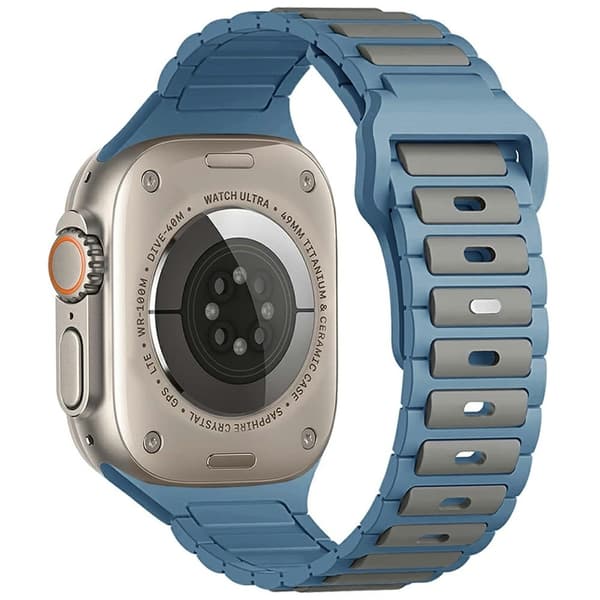 KALEBOL Silikone urrem Apple Watch Series 10 46mm - Grå + Blå Blue