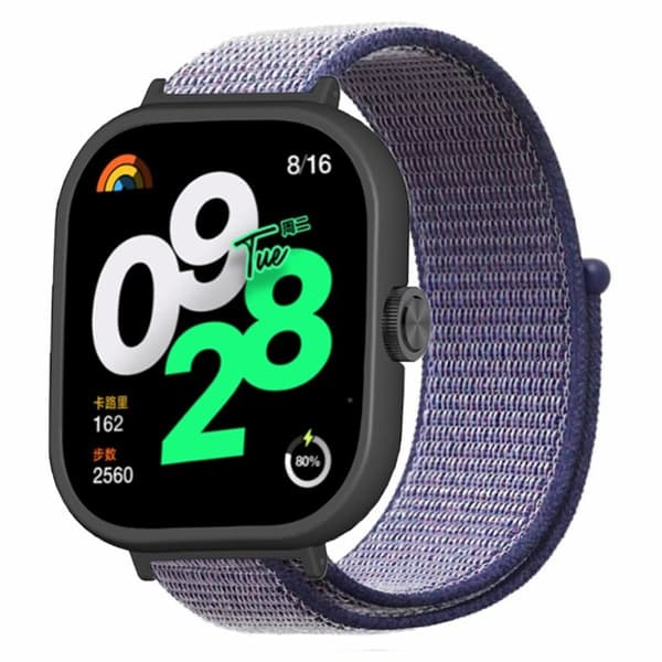 Xiaomi Redmi Watch 4 håndledsrem Nylon Loop Watchband med sort stødsikker urkasse - Midnatsblå Blue