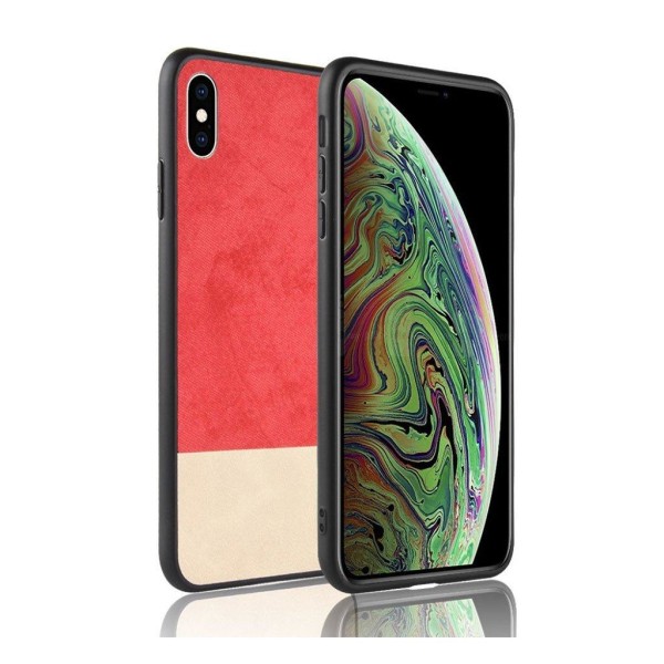 iPhone Xs Max naarmuhylkivä kaksisävyinen muovi ja synteetti nahka hybriidi suojakuori - Punainen Red