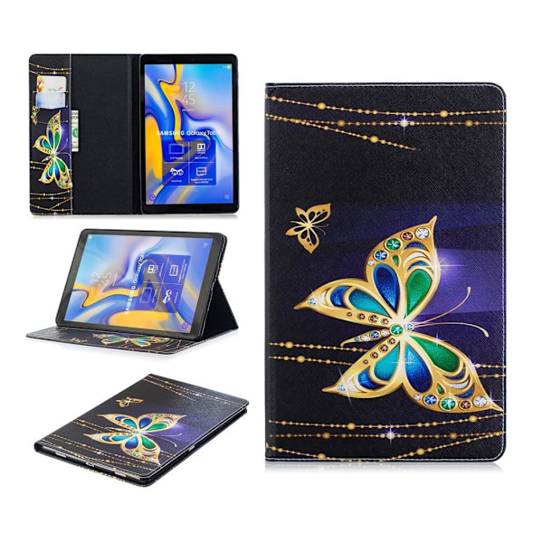 Samsung Galaxy Tab A 10.5 mönstrat flipfodral i läder - Gyllene Fjärilar multifärg