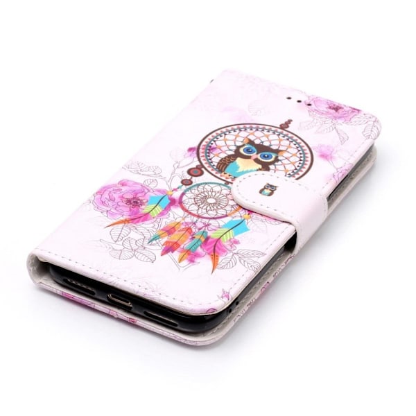 iPhone Xs Max kohokuviollinen synteetti nahkainen lompakko suojakotelo kortti paikoilla - Pöllö Unensieppaaja Multicolor