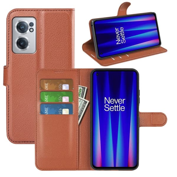 Klassisk OnePlus Nord CE 2 5G flip etui - Brun Brown