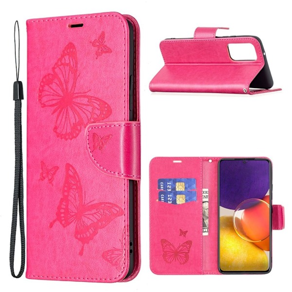 Butterfly läder Samsung Galaxy A82 5G fodral - Rosa Rosa