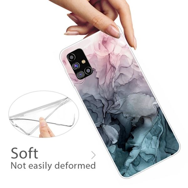 Marble Samsung Galaxy M51 Etui - Rose og Greyish Blåe Skyer Multicolor