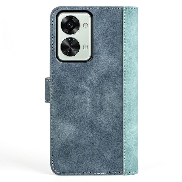 Kaksivärinen nahkainen läppäkotelo OnePlus Nord 2T - Sininen Blue