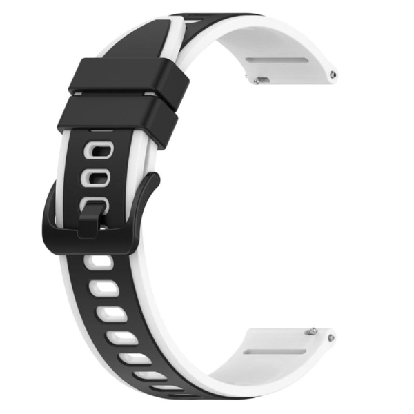 22mm Universal dual color silikone urrem - Sort / Hvid Black