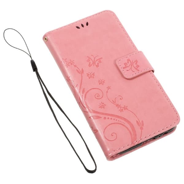 Samsung Galaxy A5 (2017) læder-etui med sommerfugleprint - Pink Pink