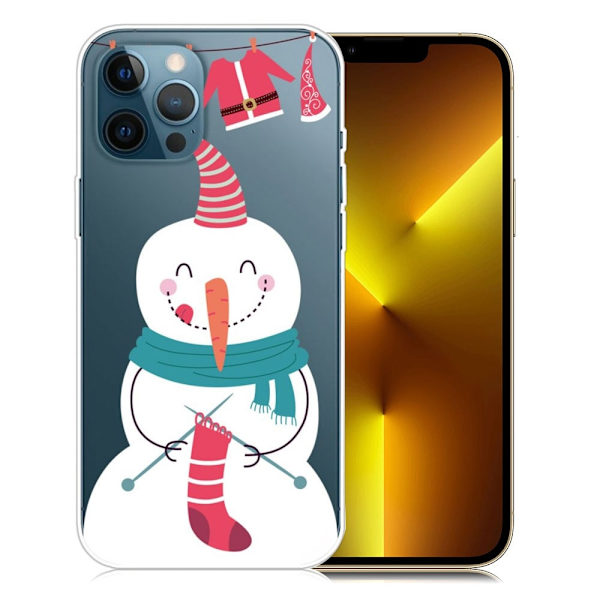 Juleveske til iPhone 13 Pro Max - Snømann Strikker Sokk Multicolor