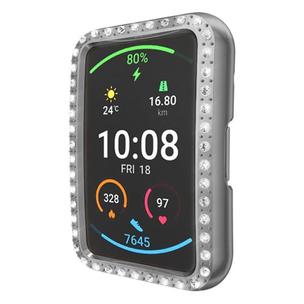 Skinnende ramme med rhinestone til Huawei Watch Fit - Grå Silver grey