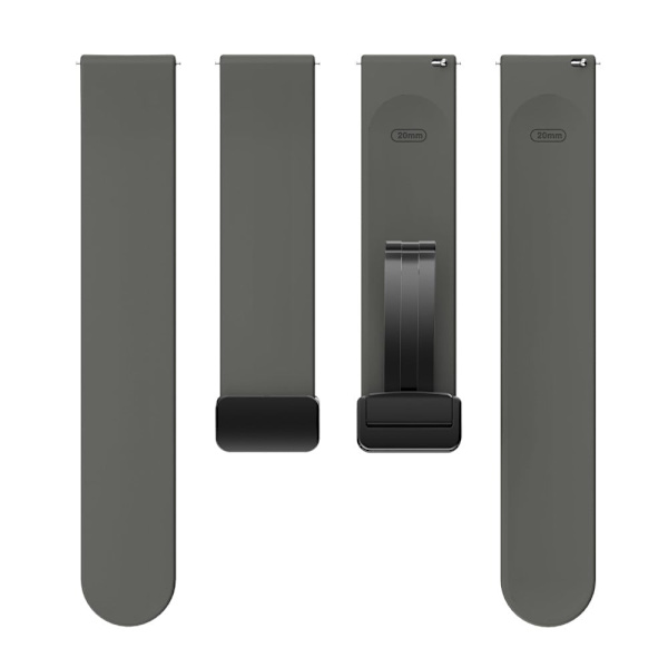 22 mm universal enkel silikonerem med sort spænde - Rumgrå Silver grey