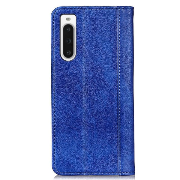 Äkta läder Sony Xperia 10 V fodral med magnetisk stängning Blå