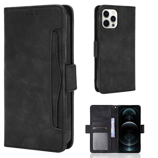 Moderne iPhone 13 Pro Max læderetui med pung - Sort Black