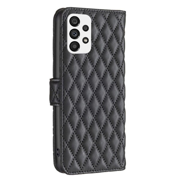 Rhombus mat Samsung Galaxy A73 flip etui - Sort Black