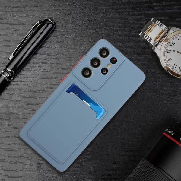 Deksel til kortholder for Samsung Galaxy S24 Ultra - Gråblå Blue
