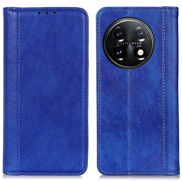 Lompakko-style Aitoa Nahkaa Läppäkotelo For OnePlus 11 - Sininen Blue