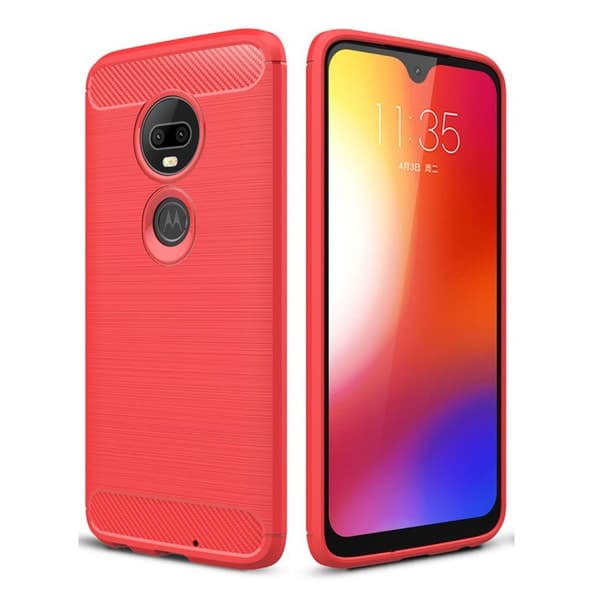 Carbon Flex Motorola Moto G7 Plus deksel - Rød Red