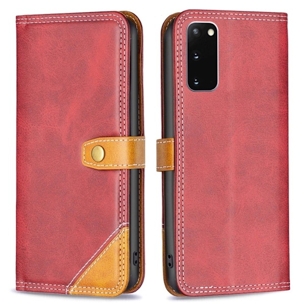 BINFEN kaksivärinen nahkakotelo Samsung Galaxy S20 - Punainen Red