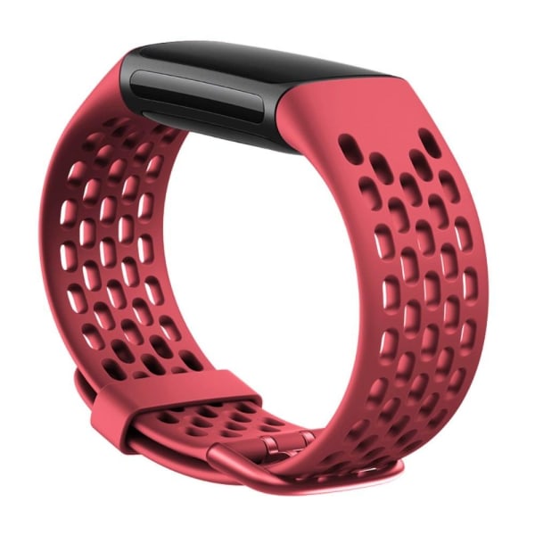 Fitbit Charge 5 klockarmband i silikon i hålmodell - Mörkröd Röd