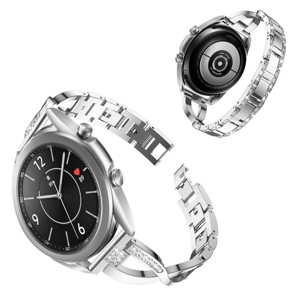 Samsung Galaxy Watch 3 (41mm) strass rostfritt stål klockarmband Silvergrå