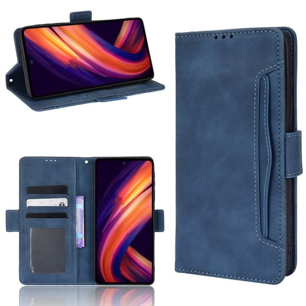 Stilfuldt Læder Etui med Pung til Motorola Edge X30 - Blå Blue