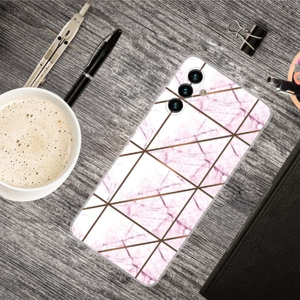 Marble Samsung Galaxy A13 5G Suojakotelo - White In Square Strike Marble Multicolor