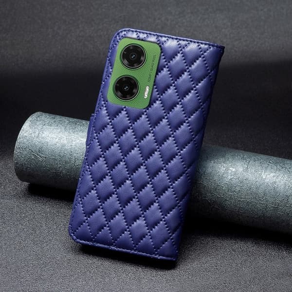 Rombemønster, matt flip-deksel for Motorola Moto G35 - Blå Blue