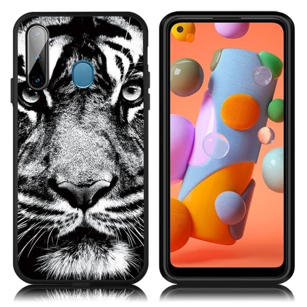 Imagine Samsung Galaxy A11 / M11 Cover - Tiger Ansigt Black