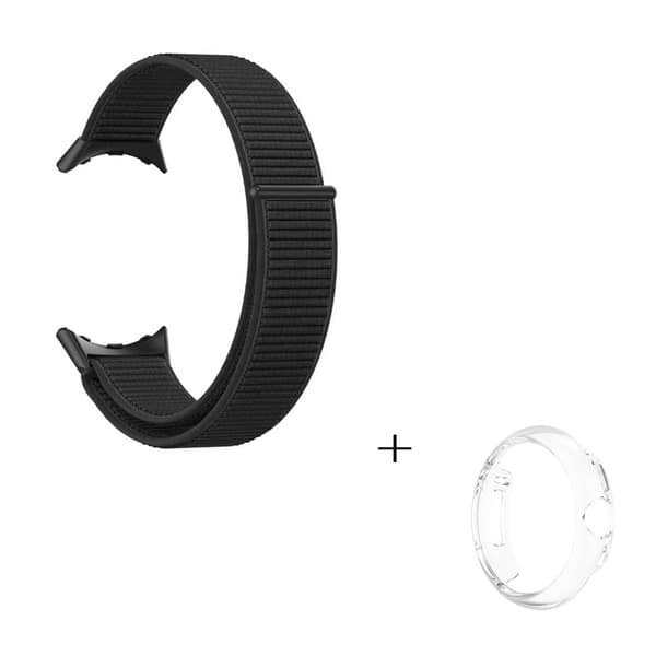 Google Pixel Watch nylonkellohihna läpinäkyvällä suojuksella - Musta Black