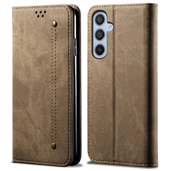 Jeans Samsung Galaxy A54 Flip Fodral - Khaki Brun