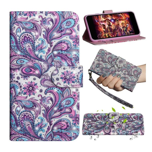 Samsung Galaxy A50 Mønster Skinnetui - Blomster Mønster Multicolor