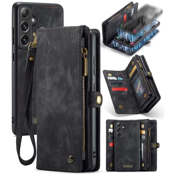 CaseMe Samsung Galaxy S24 etui med lynlås & pung - Sort Black