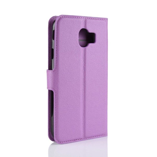 Samsung Galaxy J4 (2018) litchi tekstur læder flip etui - Lilla Purple