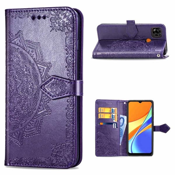 Mandala Xiaomi Redmi 9C Flip Etui - Lilla Purple